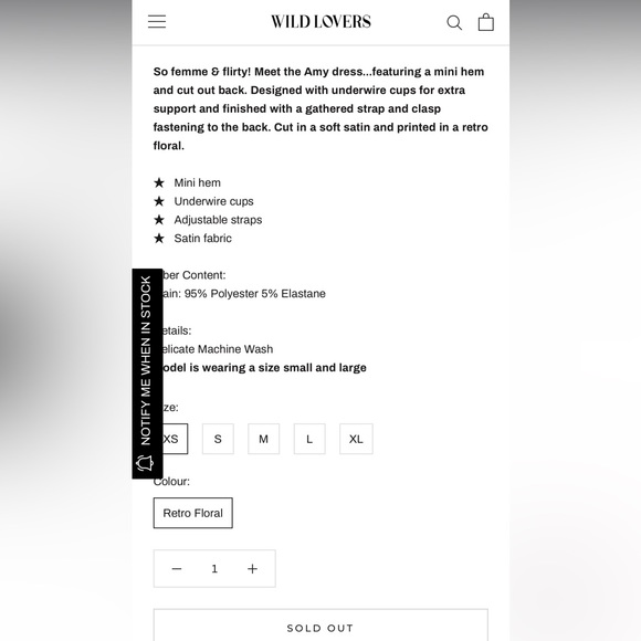 Wild Lovers Amy Floral Silk Mini Dress XS NWT - Picture 8 of 8